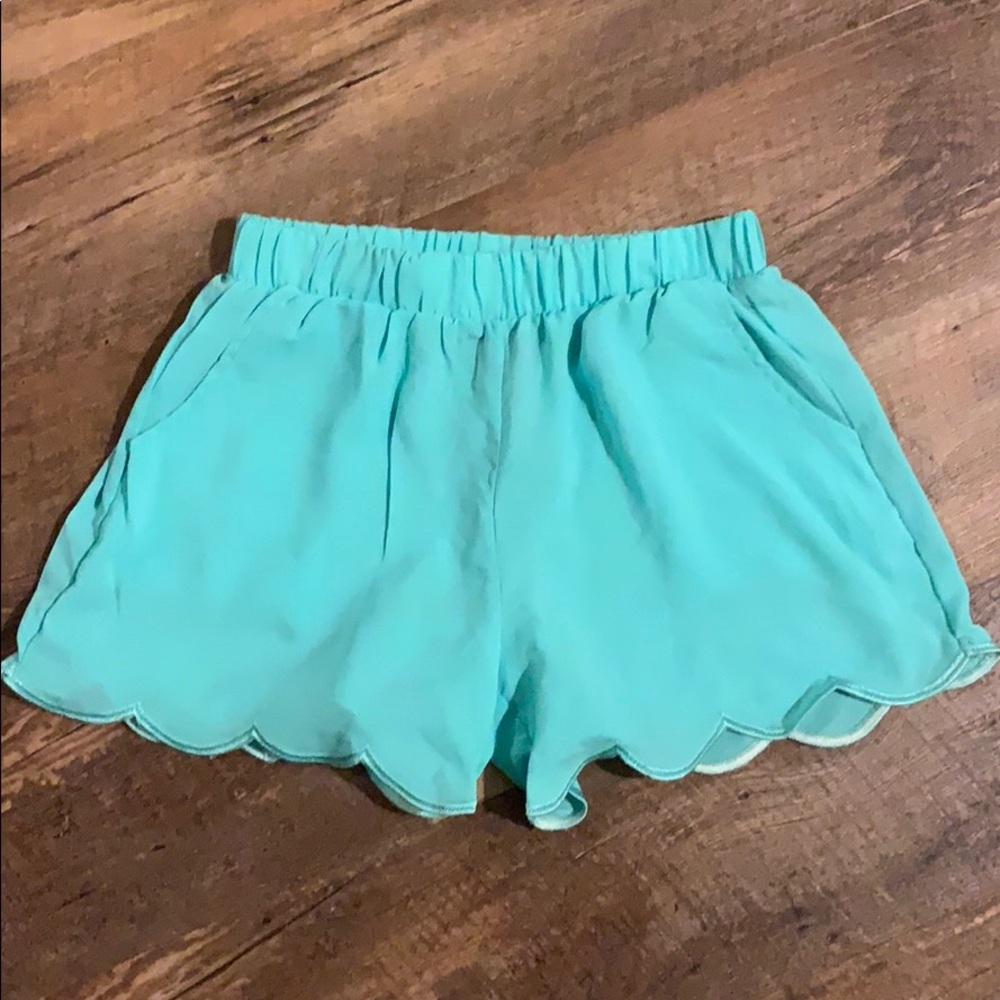 Mint green ruffle shorts